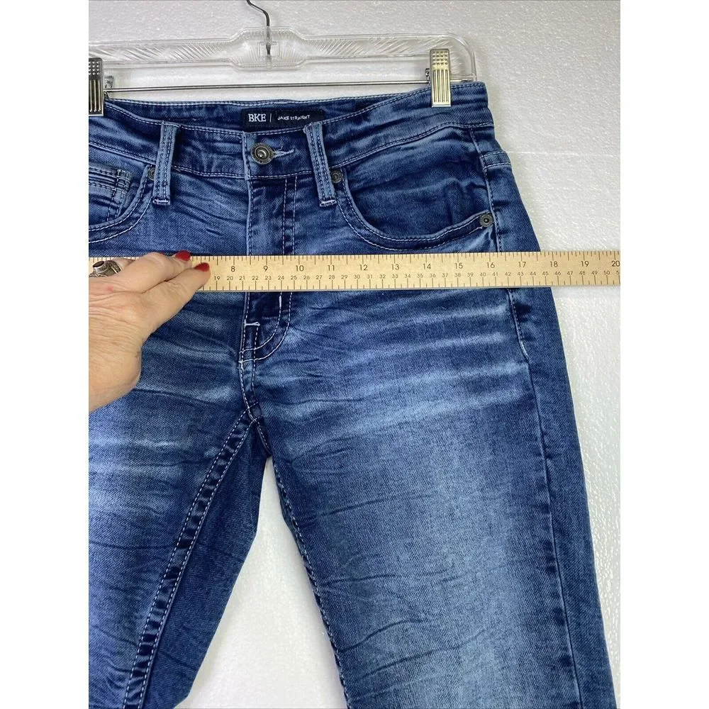 BKE Jake Jeans Mens 30X30 Straight Mid Rise‎ Distressed Blue Stretch Denim